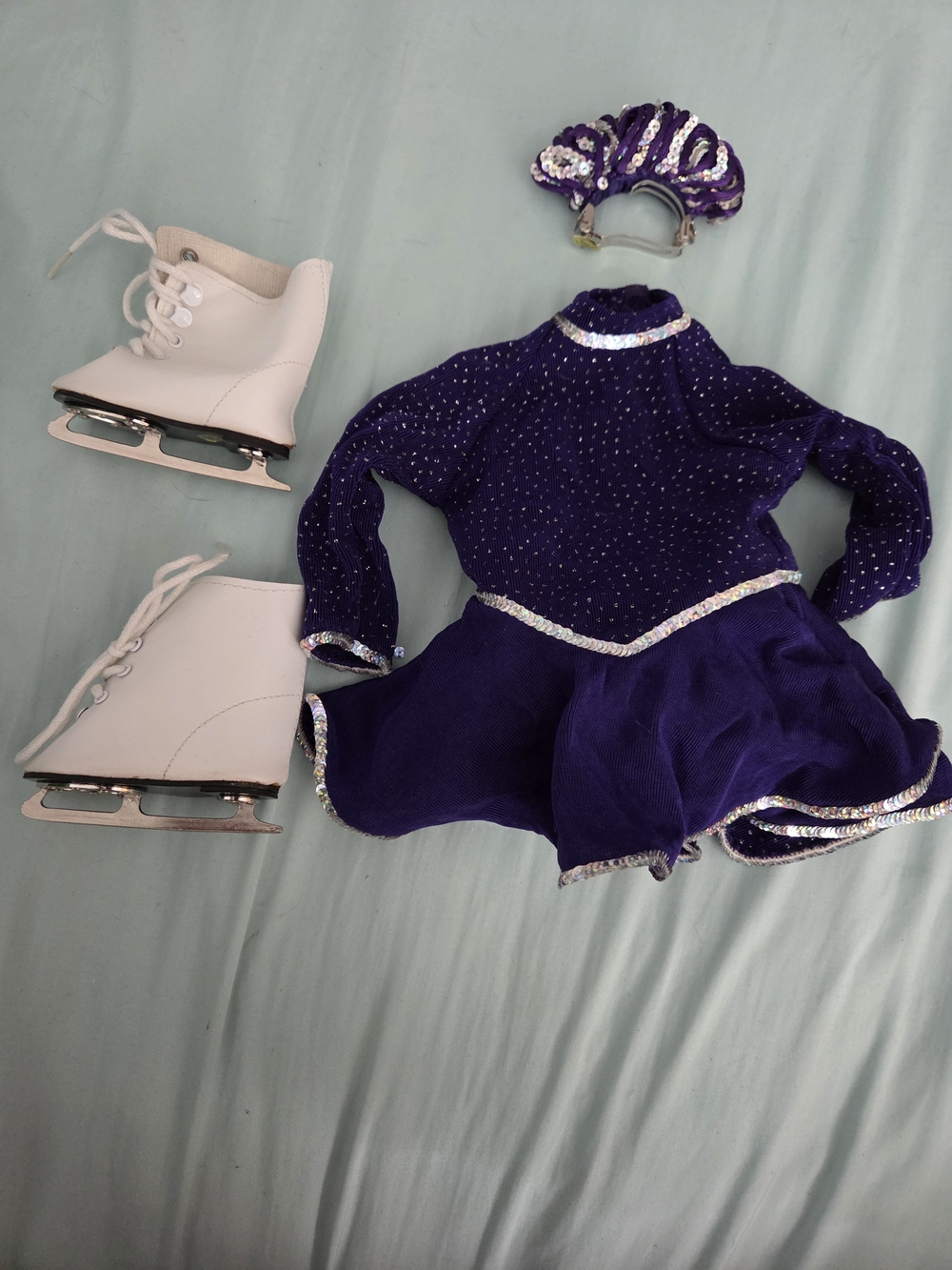 American Girl Doll of Today Ice Skating Star Outfit Skates Skater Dress Purple